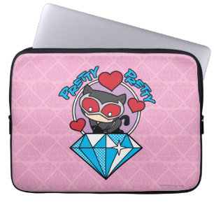 Chibi Catwomen Sitta Atop Large Diamond Laptop Fodral
