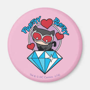 Chibi Catwomen Sitta Atop Large Diamond Magnet