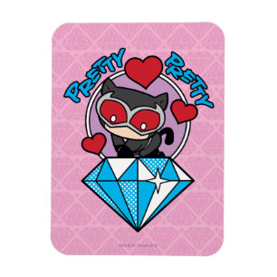 Chibi Catwomen Sitta Atop Large Diamond Magnet