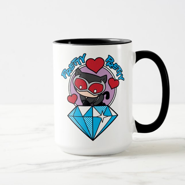 Chibi Catwomen Sitta Atop Large Diamond Mugg (Höger)