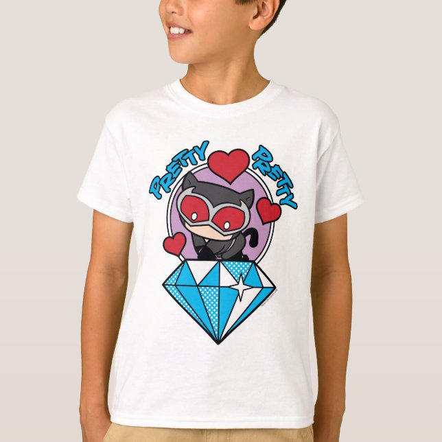 Chibi Catwomen Sitta Atop Large Diamond T Shirt (Framsida)