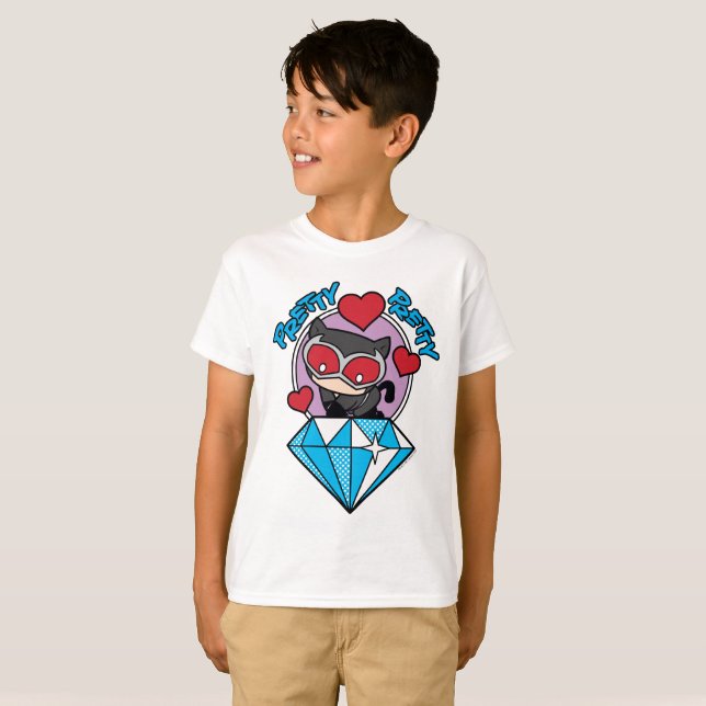 Chibi Catwomen Sitta Atop Large Diamond Tee (Hel framsida)