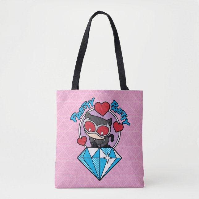 Chibi Catwomen Sitta Atop Large Diamond Tygkasse (Framsida)