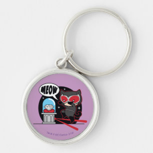 Chibi Catwomen Stealing A Diamond Rund Silverfärgad Nyckelring
