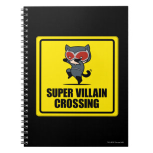 Chibi Catwomen Toppen Villain Crossing Sign Anteckningsbok Med Spiral