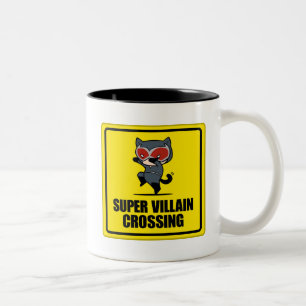 Chibi Catwomen Toppen Villain Crossing Sign Två-Tonad Mugg