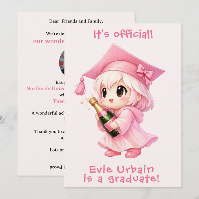 🍾🎓Chibi Champagnefirande Tillkännagivande (Fram/baksida)