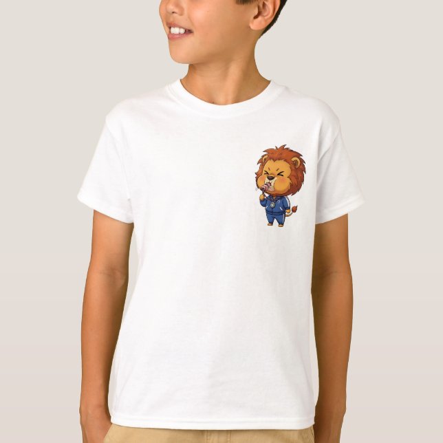 Chibi Coach Lejon Idrottande Barn T Shirt (Framsida)