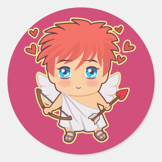 Chibi Cupid Runt Klistermärke (Framsida)