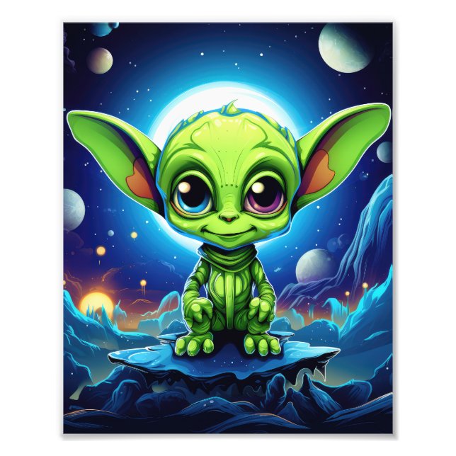 Chibi Cute Alien Fototryck (Framsidan)