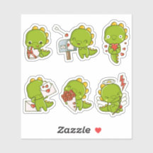 Chibi Cute Baby Dino Dinosaur Kärlek Stickers