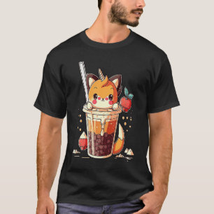 Chibi Cute Bubble Tea Fox Boba Tea T Shirt