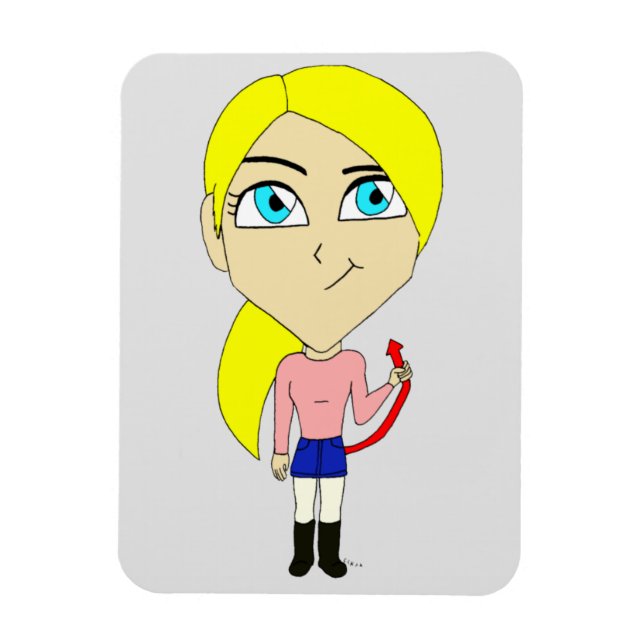 chibi "dålig" flicka  magnet (Vertikal)