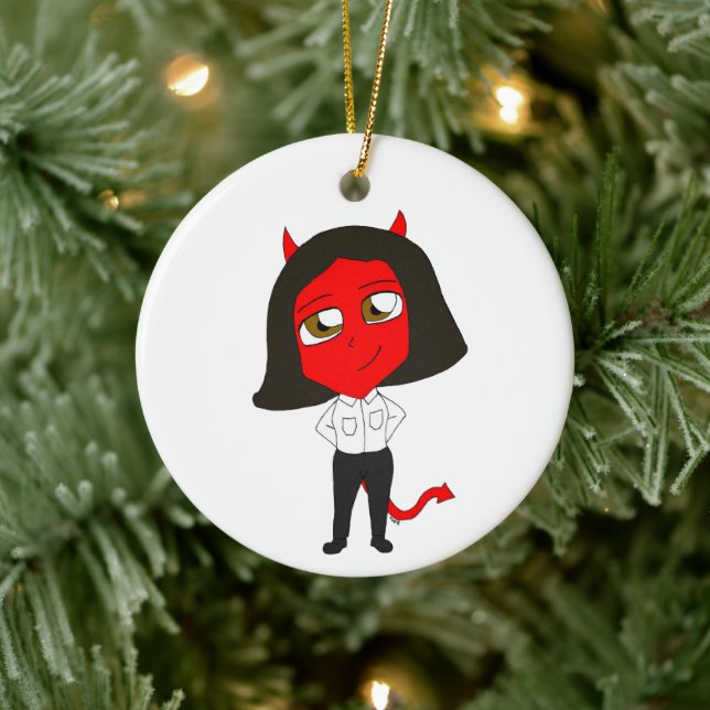 Chibi djävulen flicka julgransprydnad keramik (Träd)