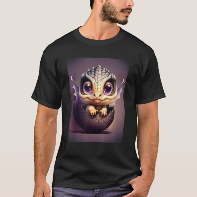 Chibi Dragon Baby-kläckning från en Dragon Egg Mag T Shirt (Framsida)