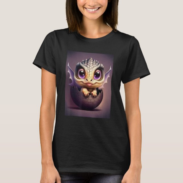 Chibi Dragon Baby-kläckning från en Dragon Egg Mag T Shirt (Framsida)