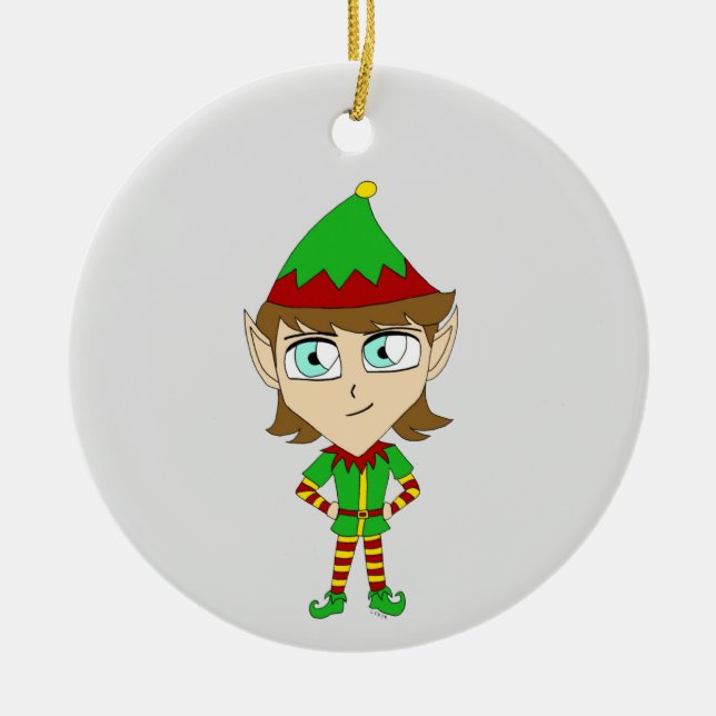 chibi elf keramisk ornament (Framsidan)
