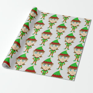 chibi elf-knapp presentpapper