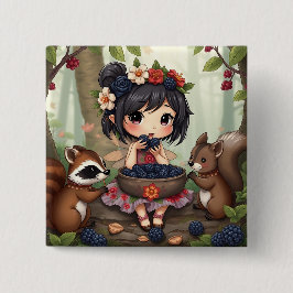 Chibi Fairy Eating Blackberries with Forest Friend Knapp