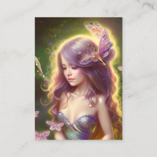 Chibi Fairy Girl med stensande Long Hair Visitkort