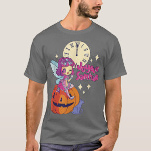 Chibi Fairy Godmor Black Cat Pumpkin Halloween T Shirt