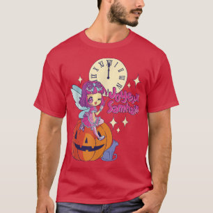 Chibi Fairy Godmor Black Cat Pumpkin Halloween T Shirt