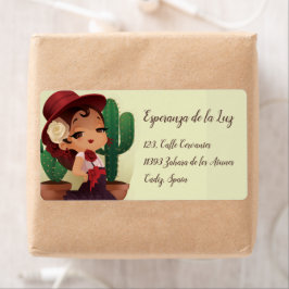 Chibi flamenco in spansk hat and acctuses fraktsedel