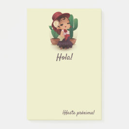 Chibi flamenco in spansk hat and acctuses post-it block