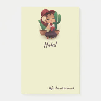 Chibi flamenco in spansk hat and acctuses post-it block