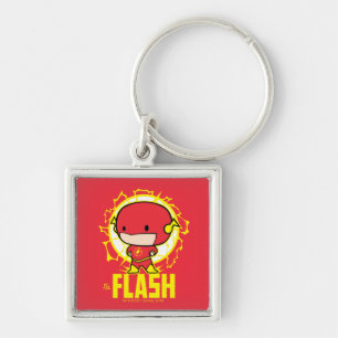Chibi Flash med el Fyrkantig Silverfärgad Nyckelring