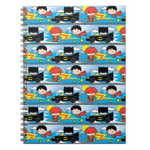 Chibi Flash, Superman och Batman Tävla Mönster Anteckningsbok