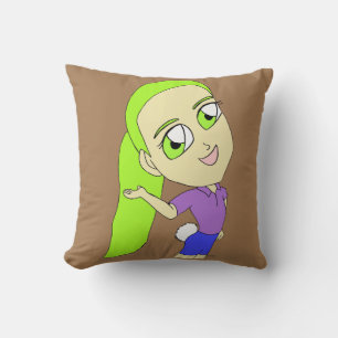 Chibi-flicka med en bunny svan dekorativ kudde