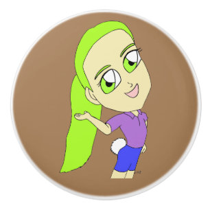 Chibi-flicka med en bunny svan knopp