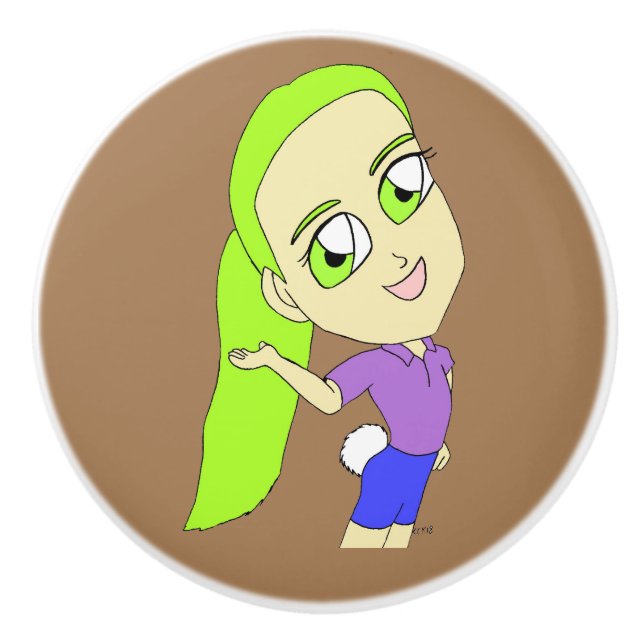 Chibi-flicka med en bunny svan knopp (Framsidan)