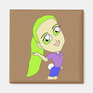 Chibi-flicka med en bunny svan magnet
