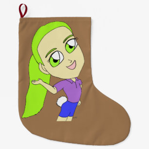 Chibi-flicka med en bunny svan stor julstrumpa