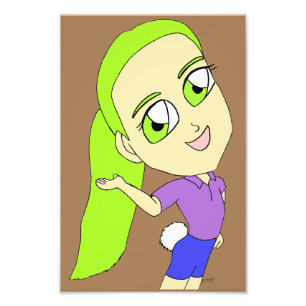 Chibi-flicka med en svan-fotoutskrift fototryck