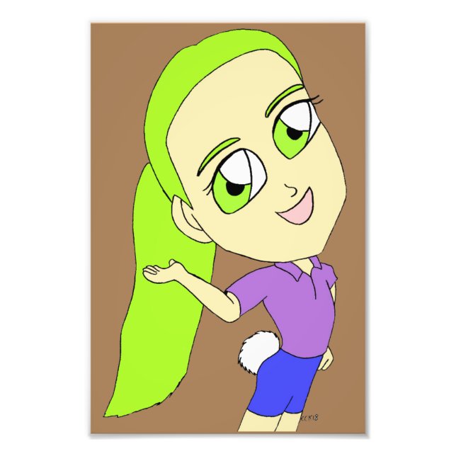 Chibi-flicka med en svan-fotoutskrift fototryck (Framsidan)