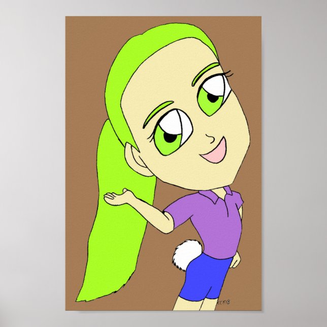 Chibi-flicka med en svan poster (Framsidan)