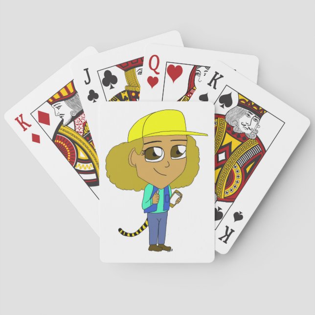 chibi-flicka med en tiger svans casinokort (Baksidan)