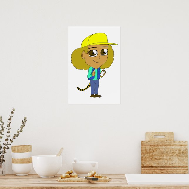 chibi-flicka med en tiger svans poster (Kök)