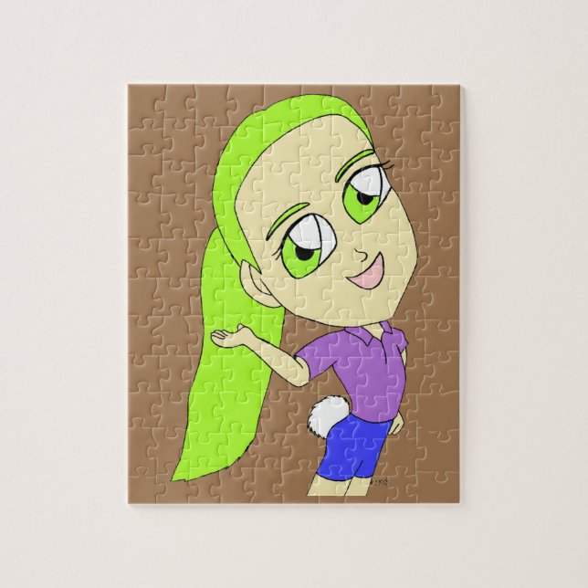 chibi flicka med kaninsvans knapp pussel (Vertikal)