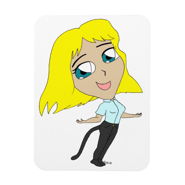 Chibi flicka med svan magnet (Vertikal)