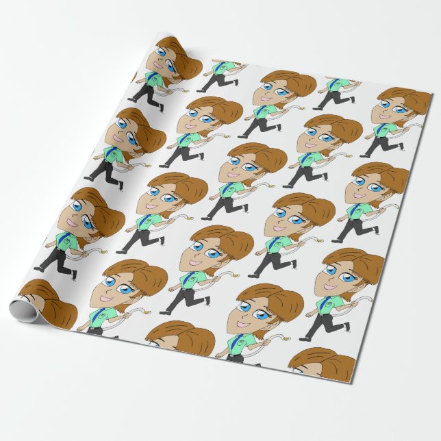 Chibi flicka med svan presentpapper (Utrullad)