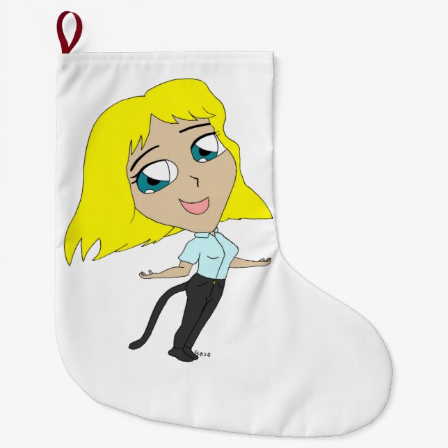 Chibi flicka med svan stor julstrumpa (Framsidan)