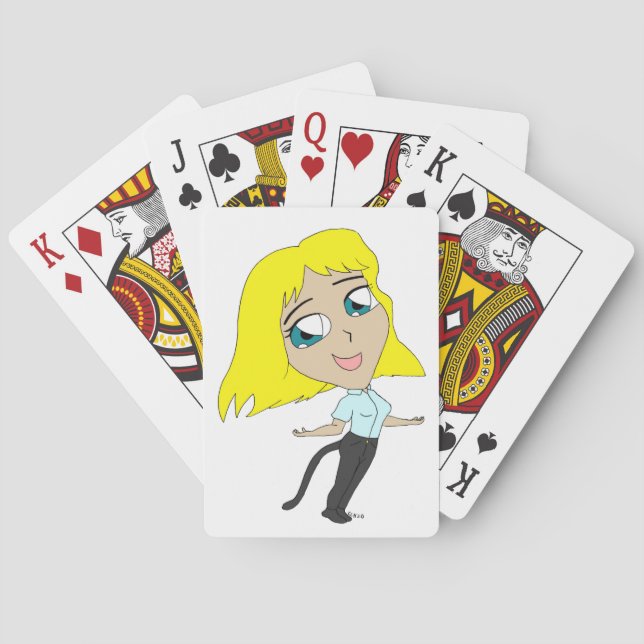 chibi flicka med svans  casinokort (Baksidan)