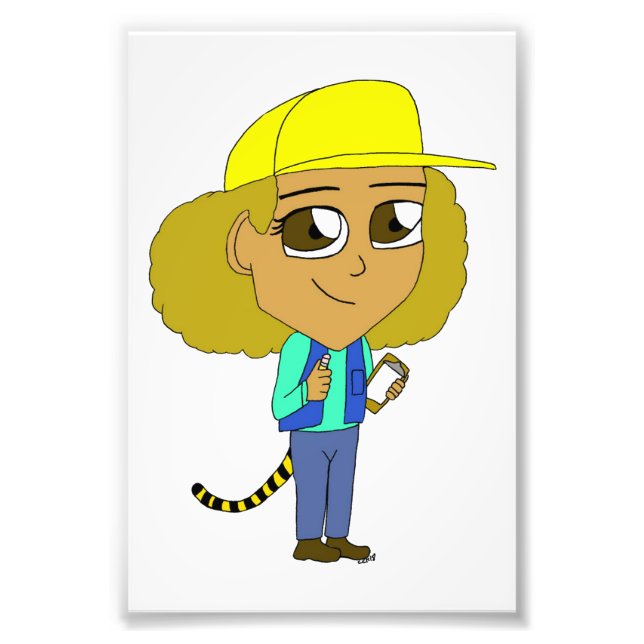 Chibi flicka med tiger svan fototryck (Framsidan)
