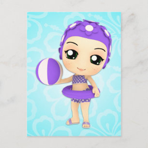 Chibi Flickepartyt Postkort Vykort