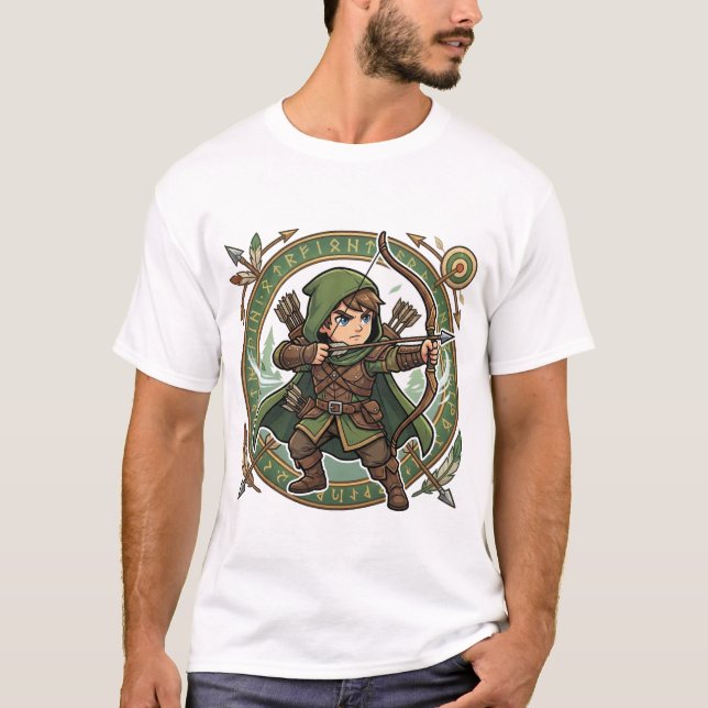 Chibi Forest Archer Way of the Archer Kanji T Shirt (Framsida)