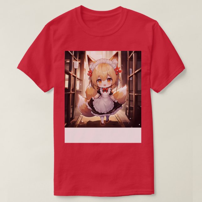 Chibi Fox Maid T Shirt (Design framsida)